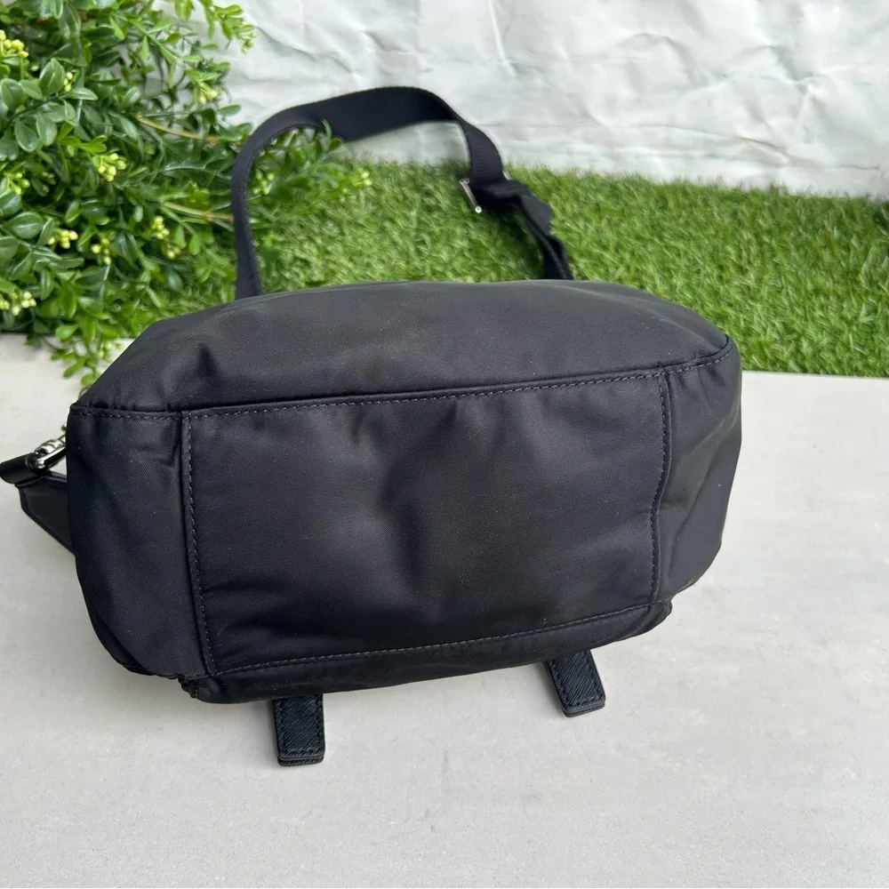 Tory Burch Black Nylon Crossbody Bag with Silver Hardware